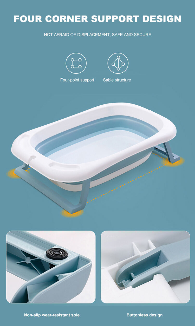 Newborn Baby Folding Bath Tub Plastic Collapsible Baby Bathtub Portable Bathtub For Toddler Space Saving manufacture