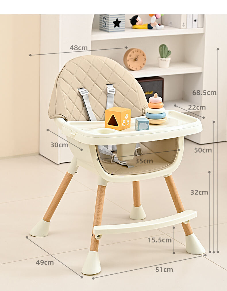 Multifunctional Plastic Baby High Chair Adjustable Child Dining Highchair With Cushion supplier