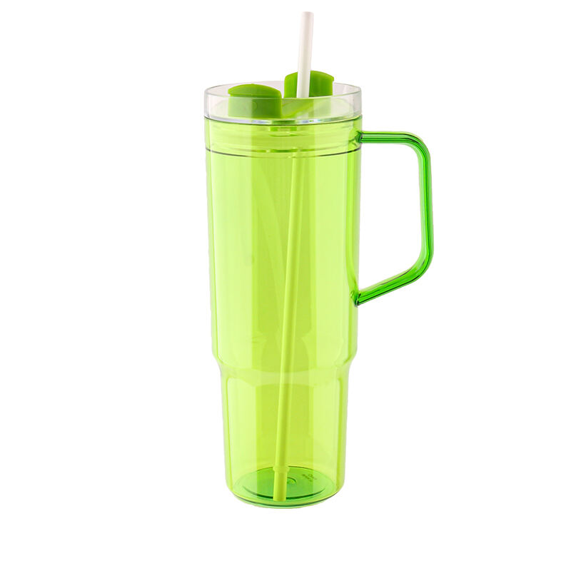 New Design Plastic Single Wall Tumbler With Straw And Handle  Big Capacity 40OZ Single Wall Coffee Mug Reusable supplier