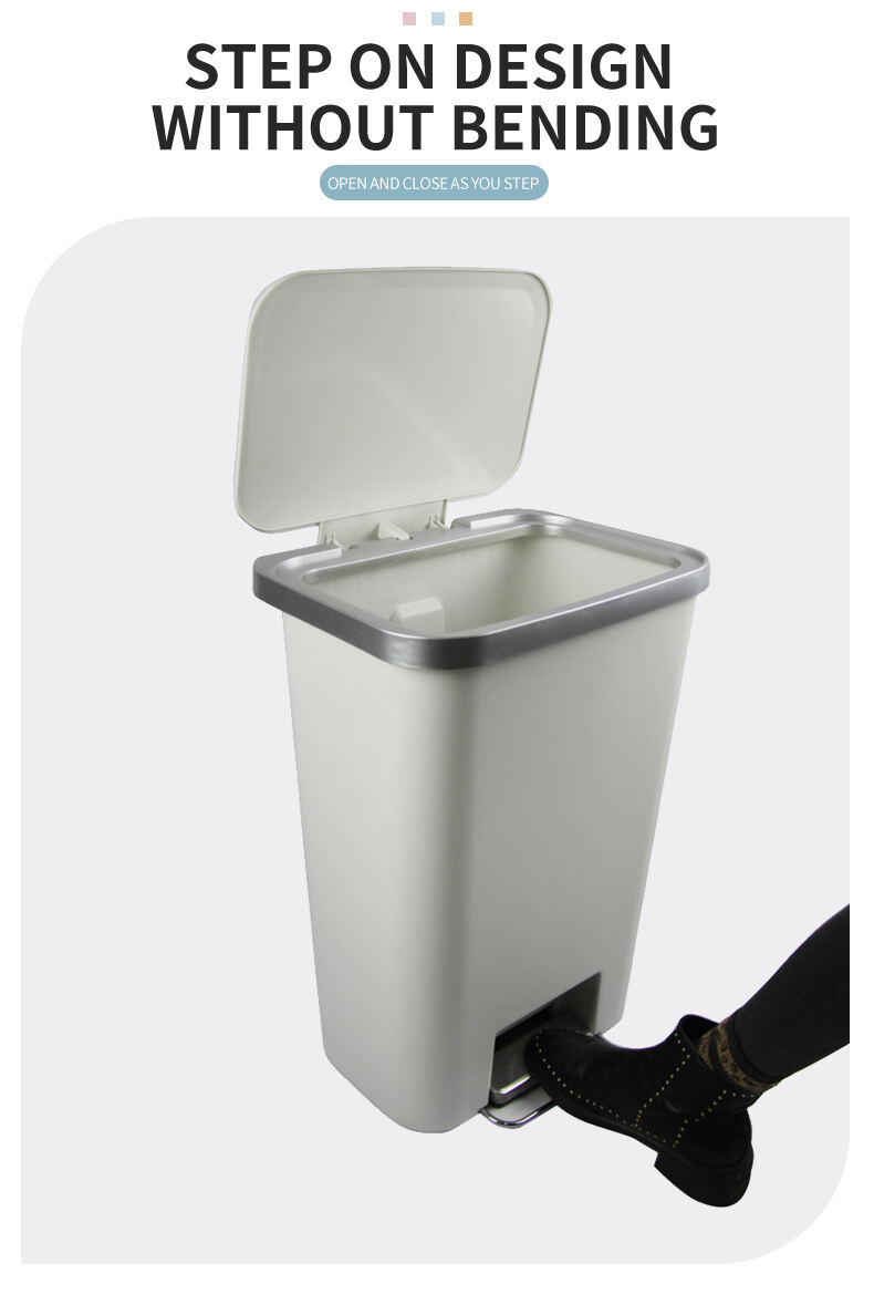 15L/18L Household Plastic Foot Pedal Dustbin Rectangle Living Room Buffer PP Trash Can manufacture