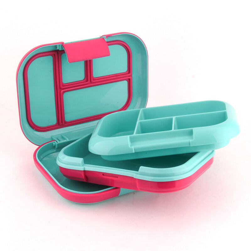 New Style Plastic Lunch Box 4 Compartment Bento Box Leakproof Plastic School Lunch Container Reusable supplier