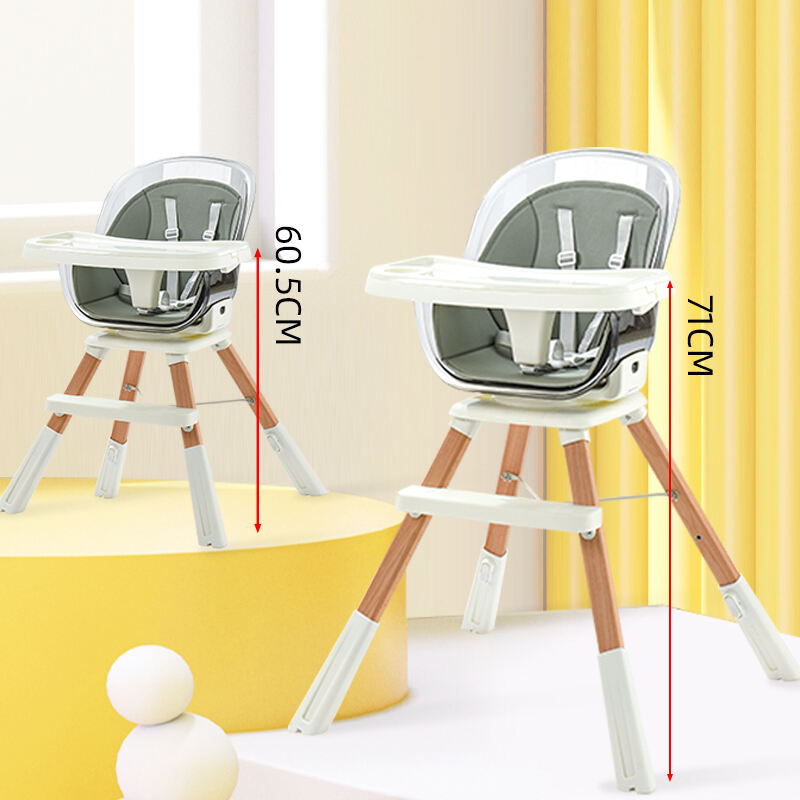 Rotating 360 Degree Plastic Baby Highchair Newest Design Kids Highchair Revolve Feeding Highchair Wooden Leg factory