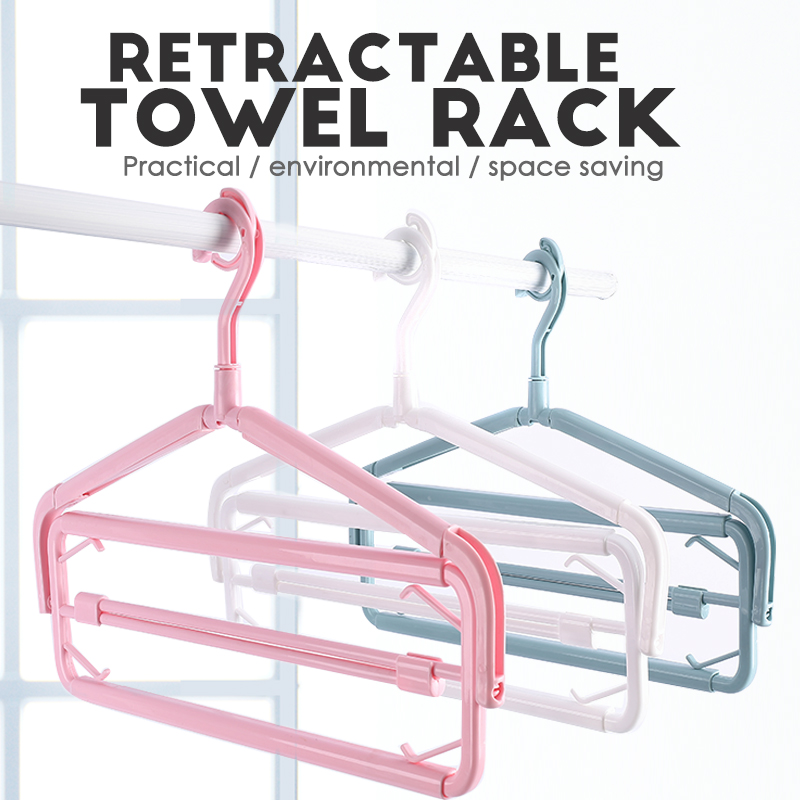 Good Quality Convenient Retractable Space Saving Plastic Clothes Hanger Tower Hanger Plastic Tower Rack Bathroom supplier