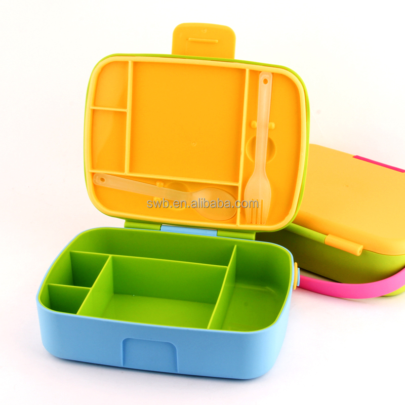 New Popular 5 Compartments Plastic PP Lunch Box Portable Colorful Bento Box School Lunch Containers With Dividers supplier