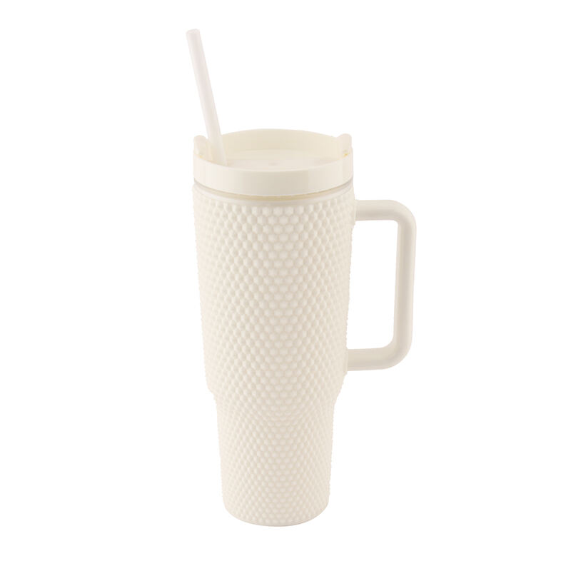 Wholesale 24oz Plastic Double Wall Diamond Tumbler With Handle Coffee Mug With Straw Eco-Friendly supplier