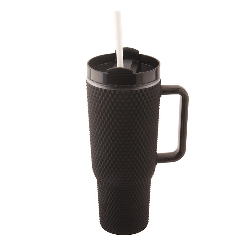 Wholesale 24oz Plastic Double Wall Diamond Tumbler With Handle Coffee Mug With Straw Eco-Friendly details