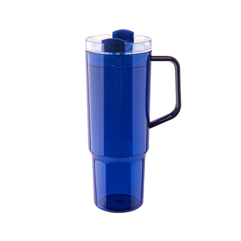 New Design Plastic Single Wall Tumbler With Straw And Handle  Big Capacity 40OZ Single Wall Coffee Mug Reusable factory