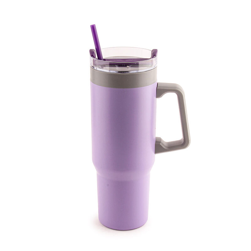 New Design Plastic Double Wall Tumbler With Handle Big Capacity Plastic Double Wall Cup BPA Free factory