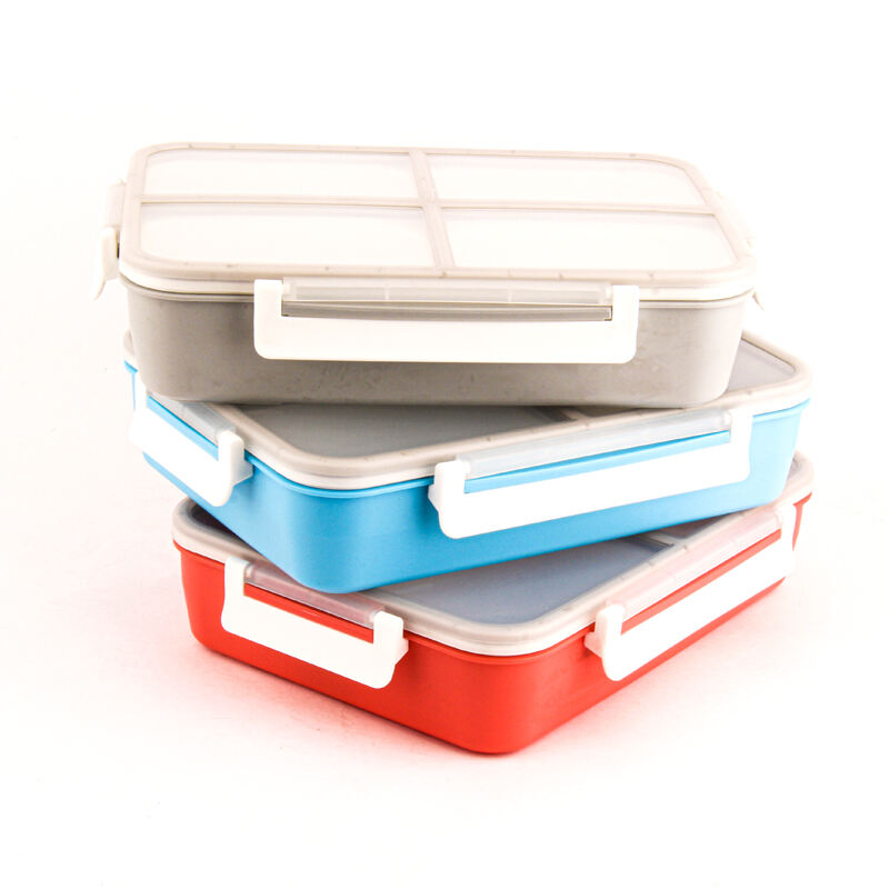 Wholesale Plastic PP Lunch Box  Four Compartments Bento Box Office School Microwave Plastic Food Container Reusable details