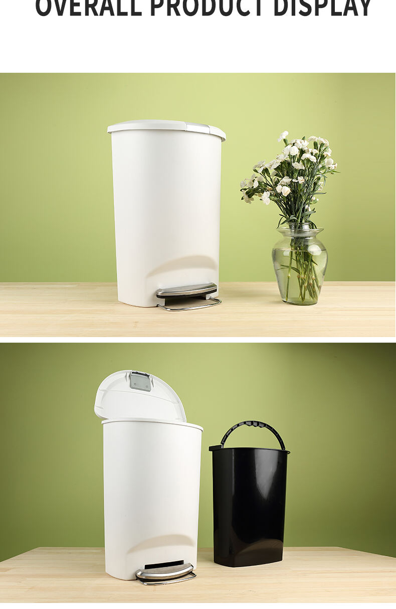 Plastic Home Kitchen Garbage Wast Trash Can  Indoor Trash Bin  Plastic Foot Pedal Rubbish Bin Eco-friendly details