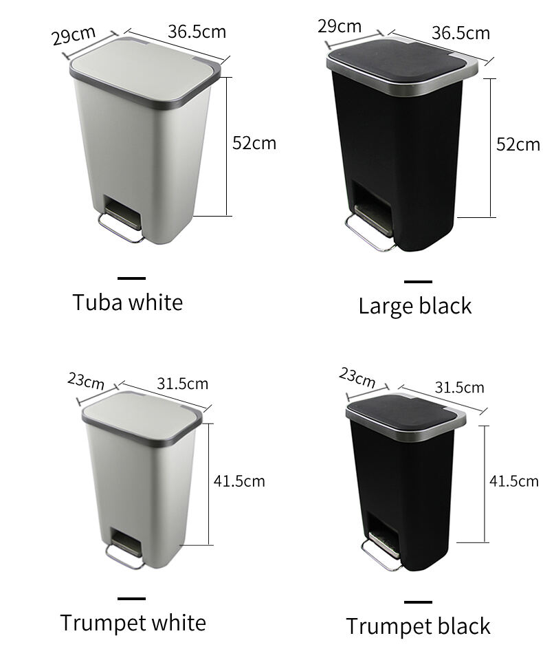 15L/18L Household Plastic Foot Pedal Dustbin Rectangle Living Room Buffer PP Trash Can factory