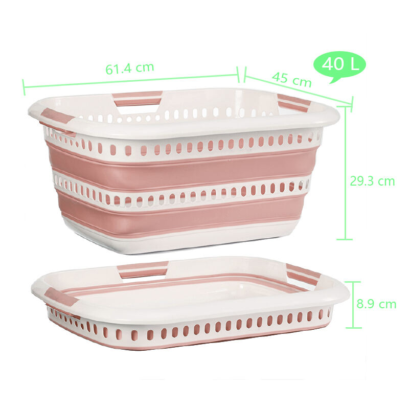 Big capacity collapsing laundry basket plastic foldable laundry basket 40L collapsible hamper factory