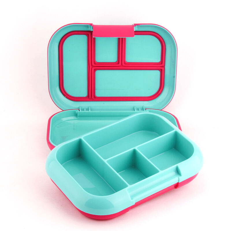 Food Grade Plastic Lunch Box 4 Compartment Bento Box For School Plastic Tiffin Box Kids Reusable BPA Free details