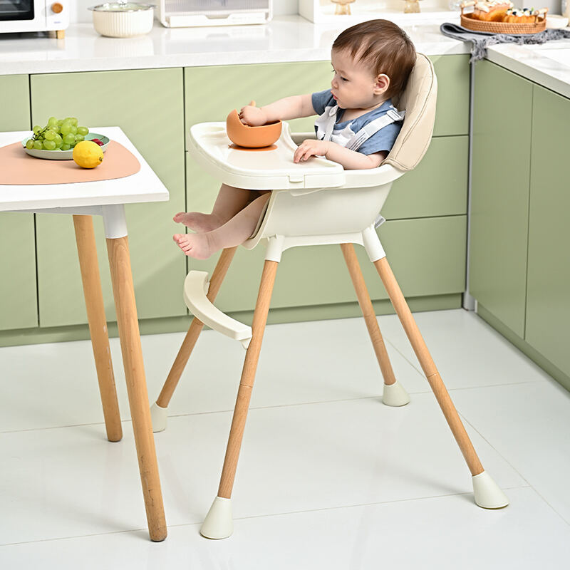 modern design toddler highchair with iron tube legs multifunctional soft touch baby high chair with cover manufacture