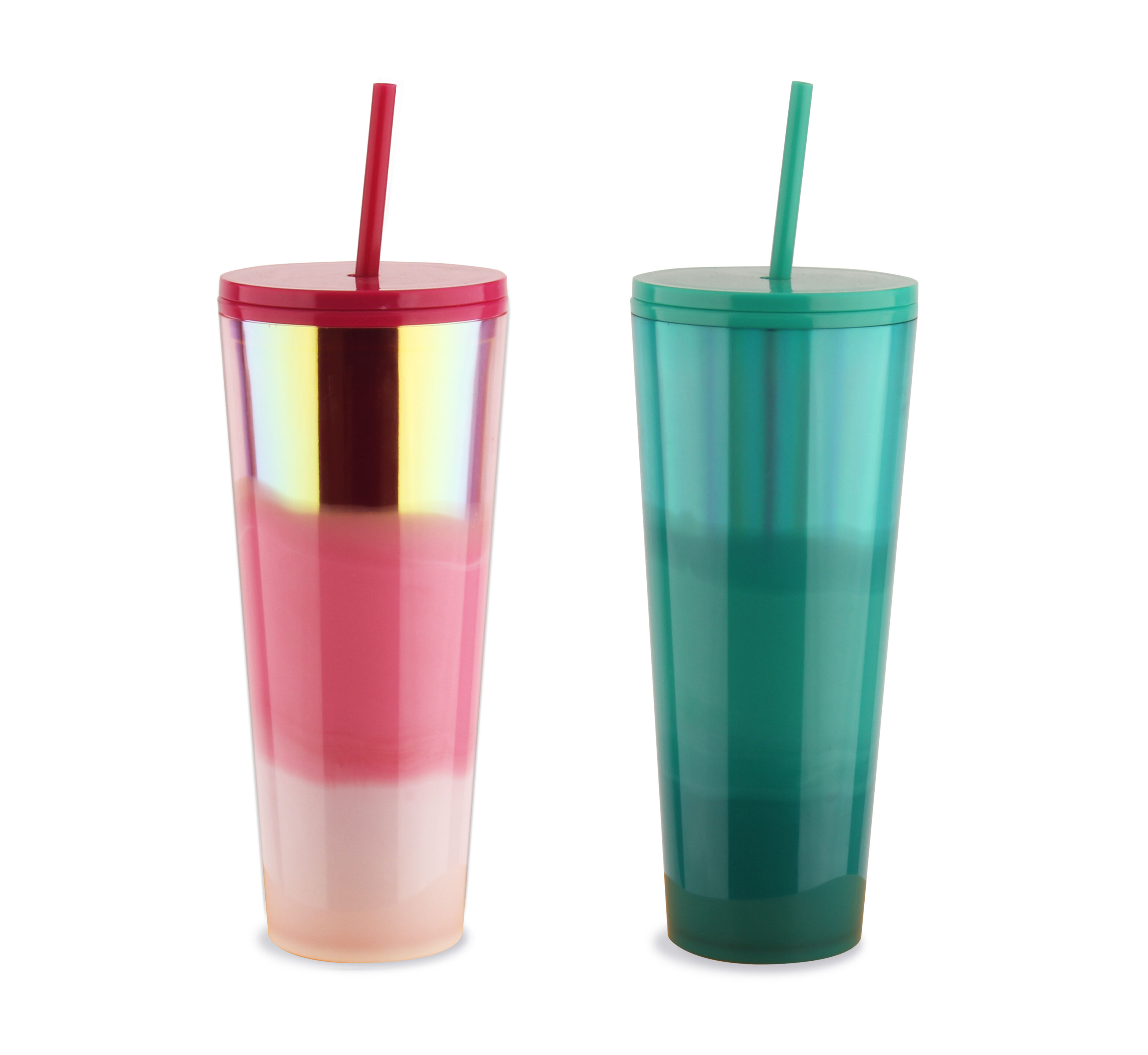 New Technology Plastic Double Wall Colorful Drink Cup Large Capacity Coffee Cup Laser Insert Plastic Tumbler Eco Friendly manufacture