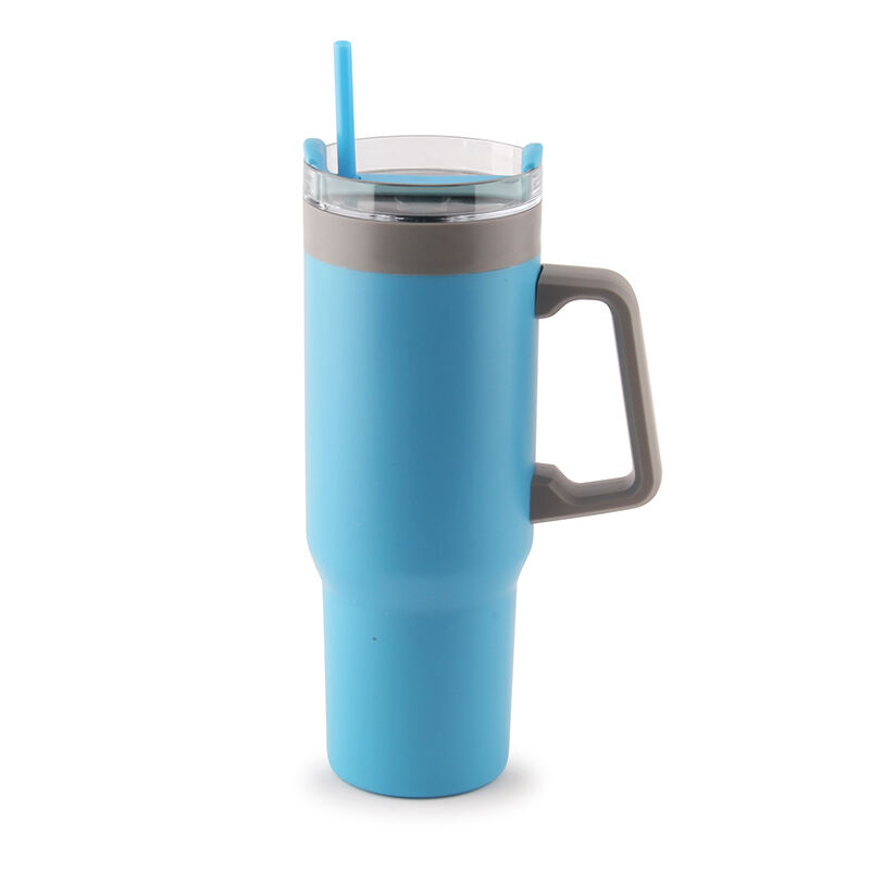 New Design Plastic Double Wall Tumbler With Handle Big Capacity Plastic Double Wall Cup BPA Free manufacture