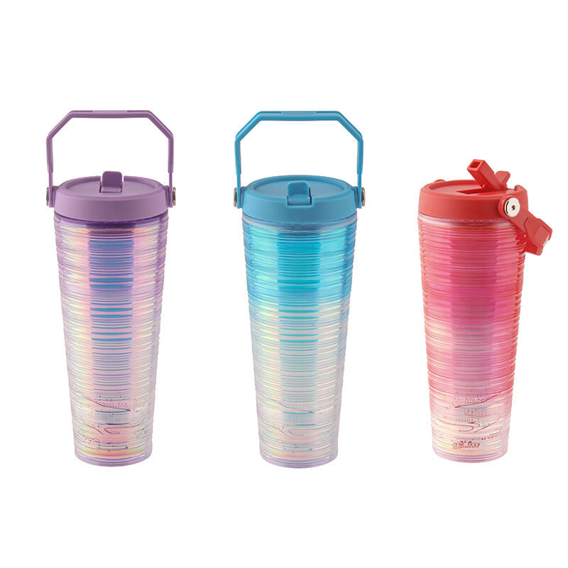 Wholesale Plastic Double Wall Tumbler With Straw Plastic Double Wall Coffee Mug Eco-friendly details