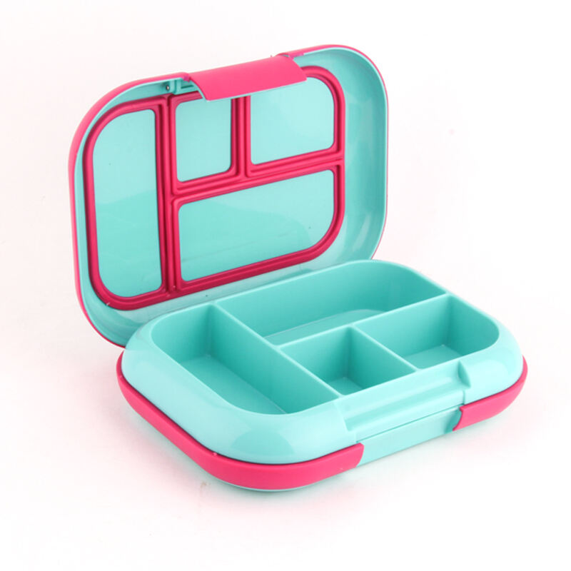 New Style Plastic Lunch Box 4 Compartment Bento Box Leakproof Plastic School Lunch Container Reusable manufacture