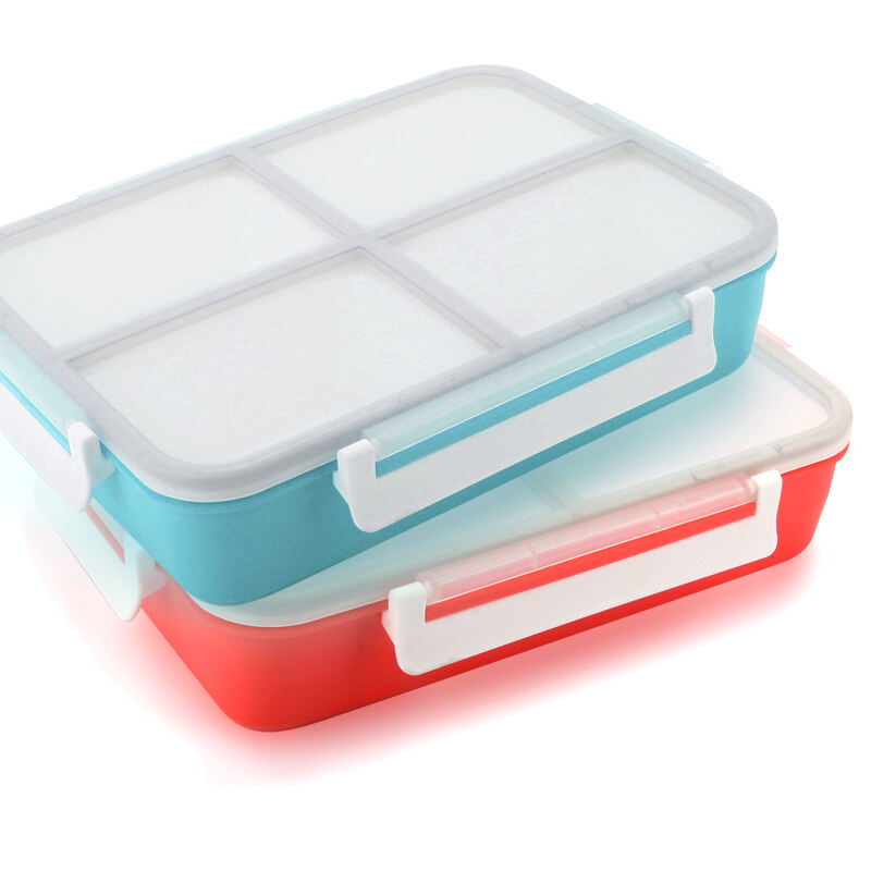 Wholesale Plastic PP Lunch Box  Four Compartments Bento Box Office School Microwave Plastic Food Container Reusable supplier