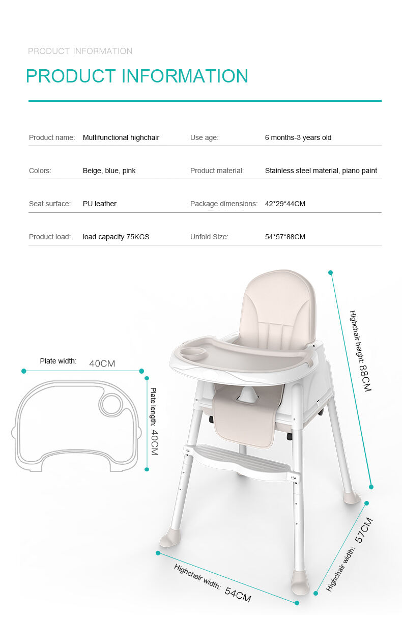 High Quality Plastic Baby Highchair Toddler Feeding Chair Portable Baby High Chair With cushion details