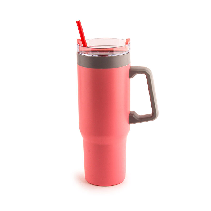 New Design Plastic Double Wall Tumbler With Handle Big Capacity Plastic Double Wall Cup BPA Free factory