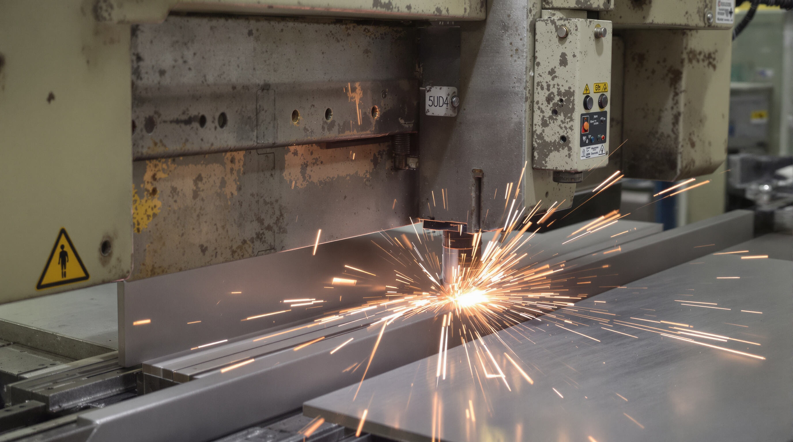 Ironworker machine demonstrating clamping, blade engagement, and metal fracture processes