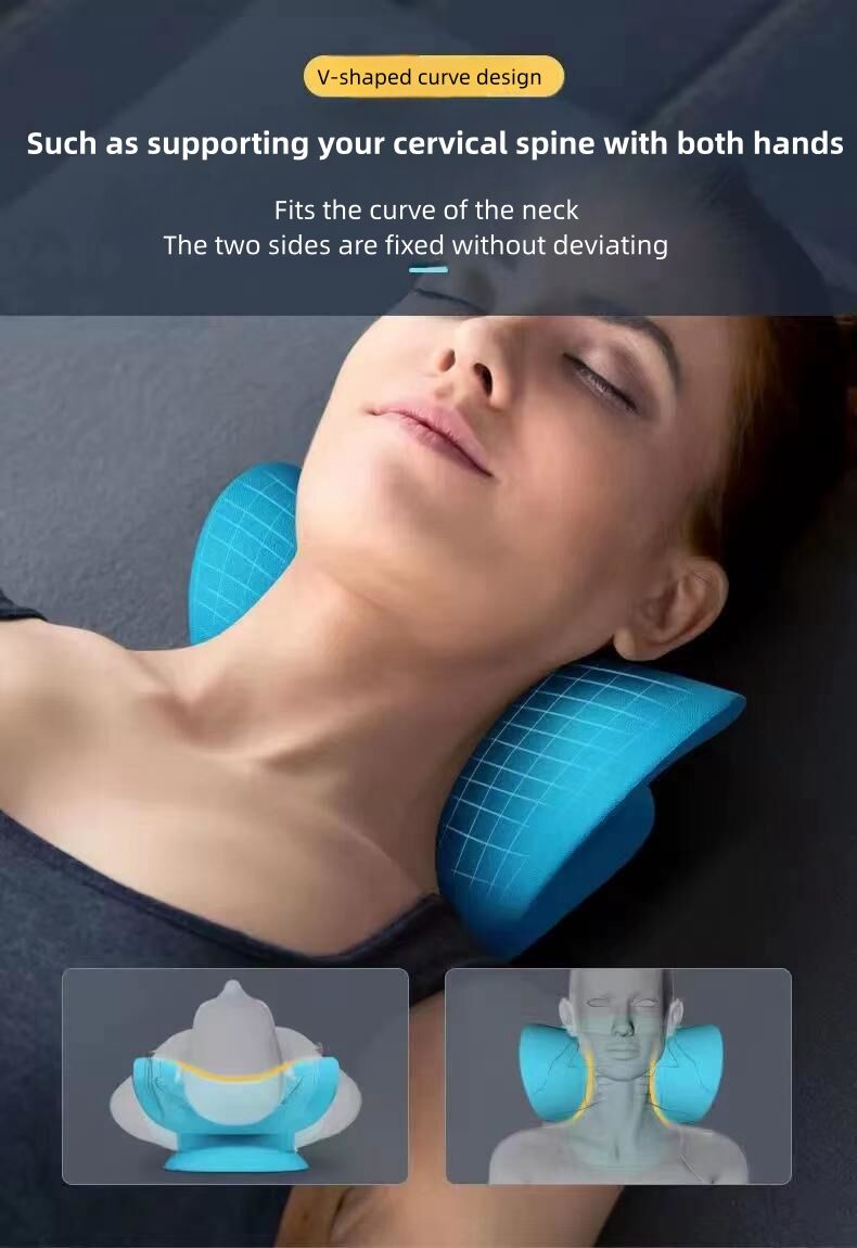 Customized Amazon hot sale PU Foam Neck and Shoulder Relaxation Pillow Cervical Spine Relief Massager Cervical Traction Device factory