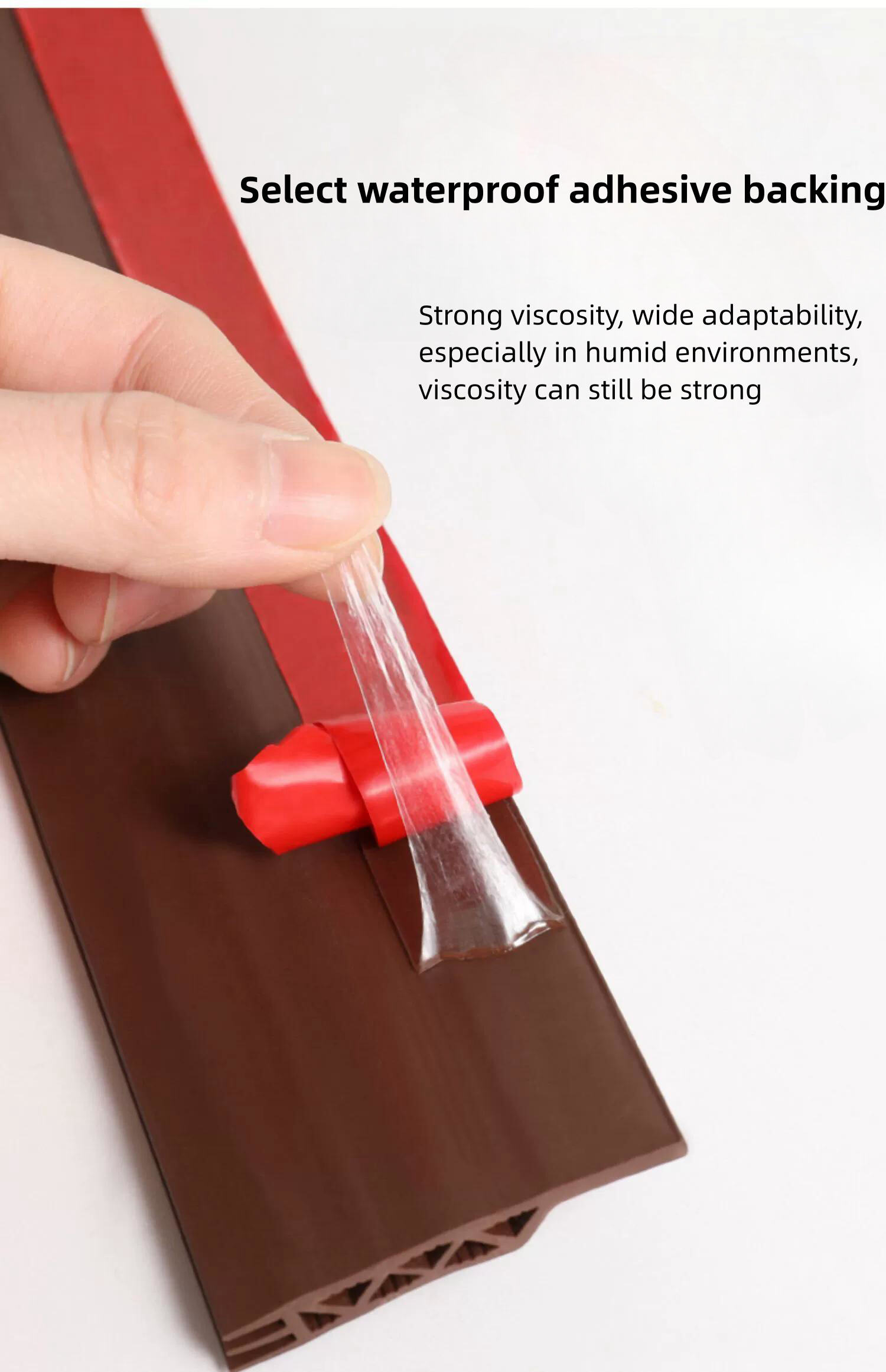 Adhesive door sealing strip for wooden door details