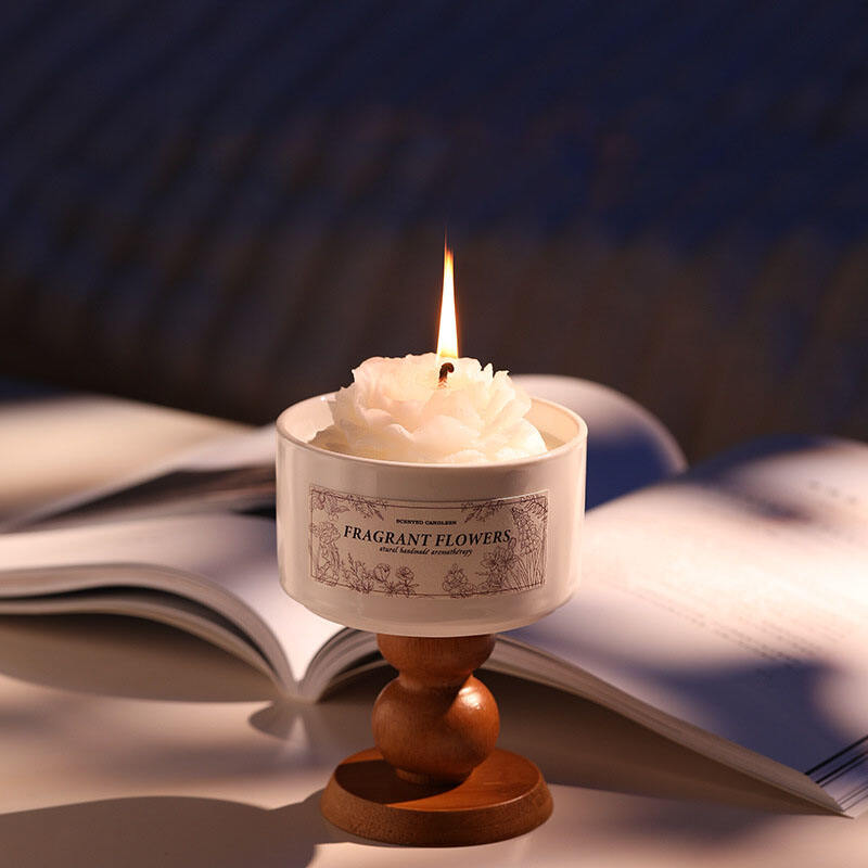 product custom home decoration gift sets luxury glass jar ceramic jar flower soy wax candles wholesale candles  home fragrance-6