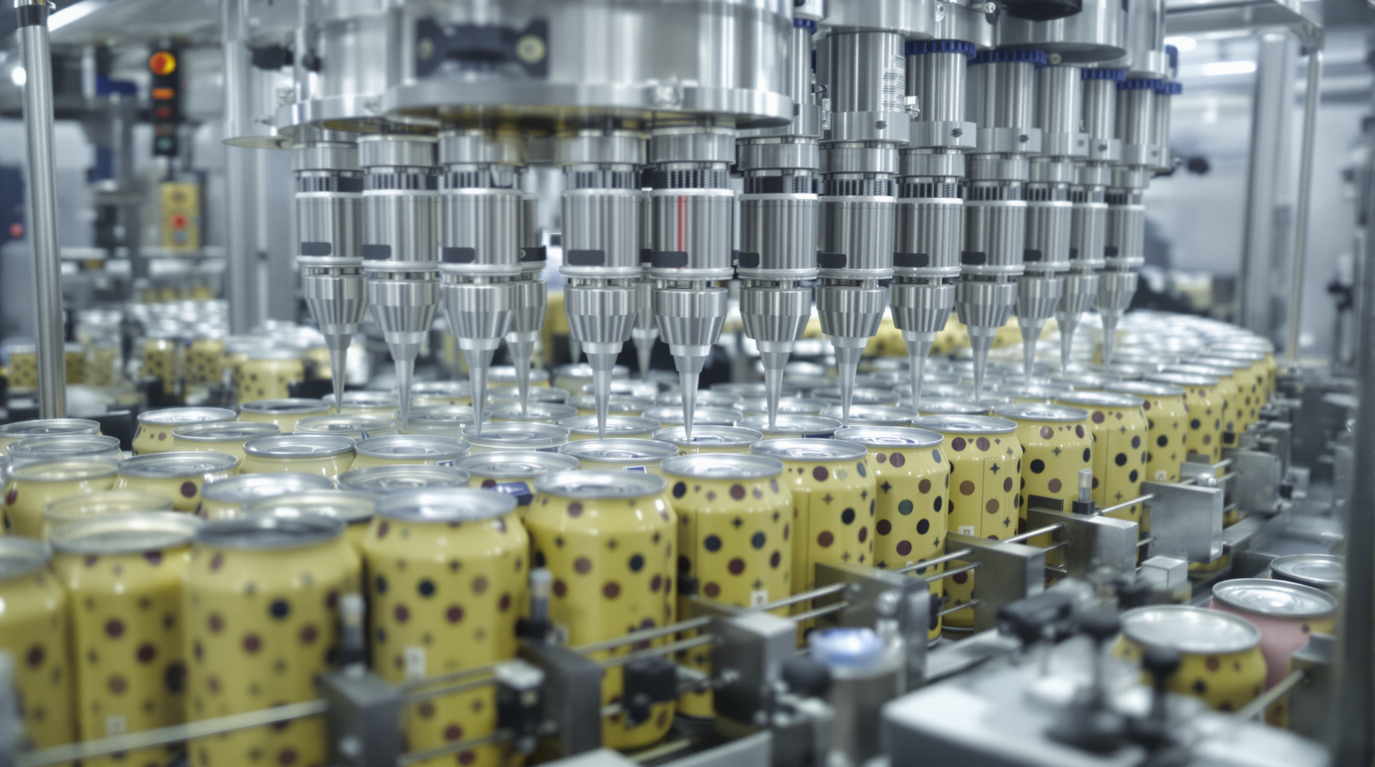 A modular can filling line with different can sizes being processed simultaneously