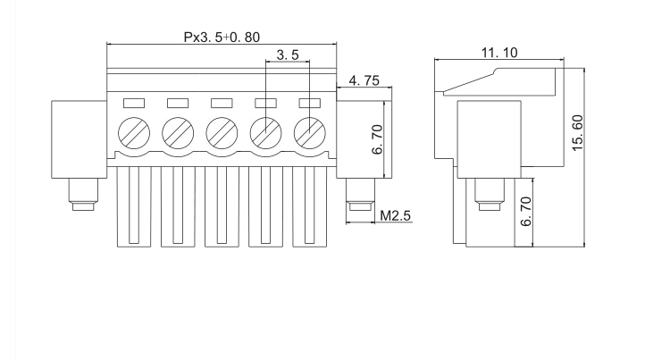 381 hot sale pcb pluggable terminal block 35mm electric plug connector-2