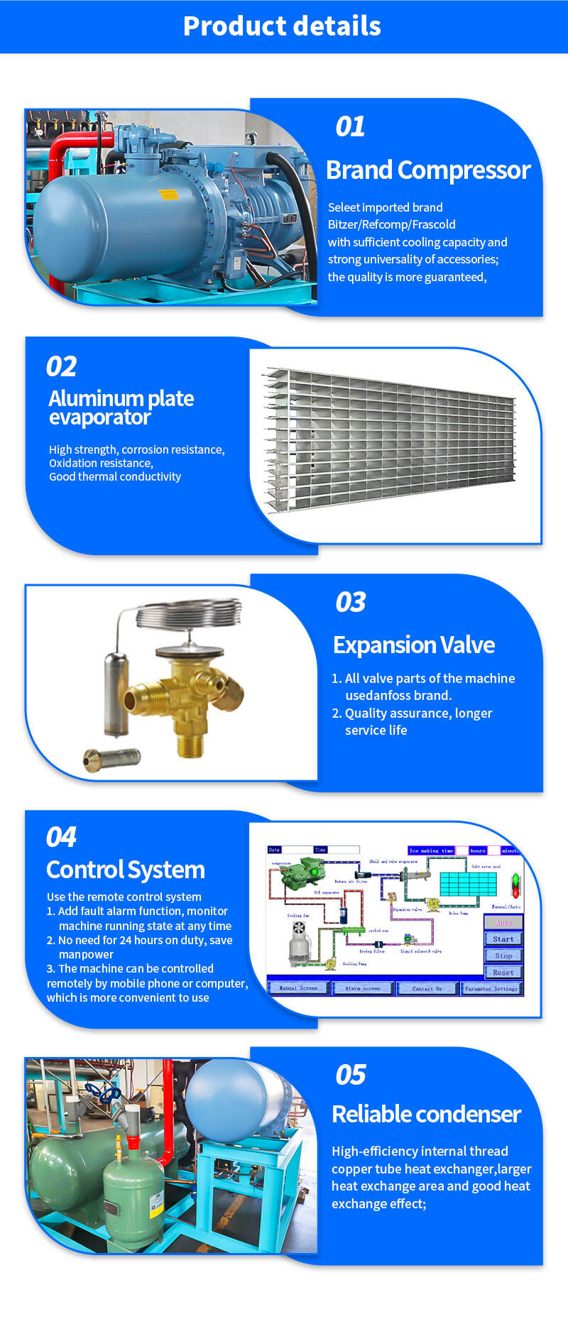 Transparent block ice machine large daily output of 5 tons details