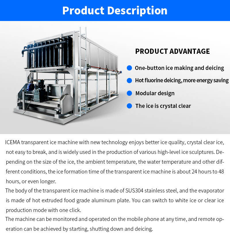 Transparent block ice machine large daily output of 5 tons details