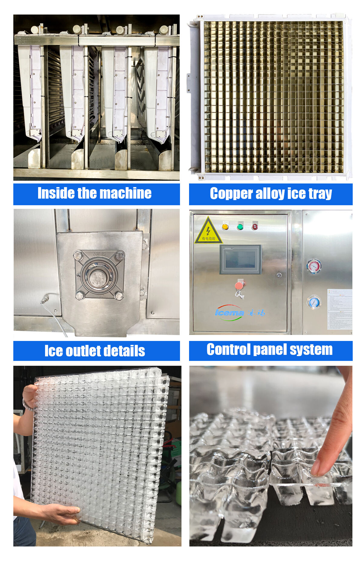 Automatic 3T industrial ice maker cube for ice Plant manufacture