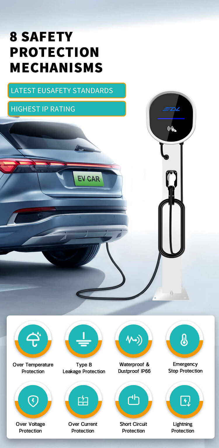 OEM ODM Electric Car Solar EV Charger Type 2 Ocpp AC Wall Box Home EV Charging Station with Display manufacture