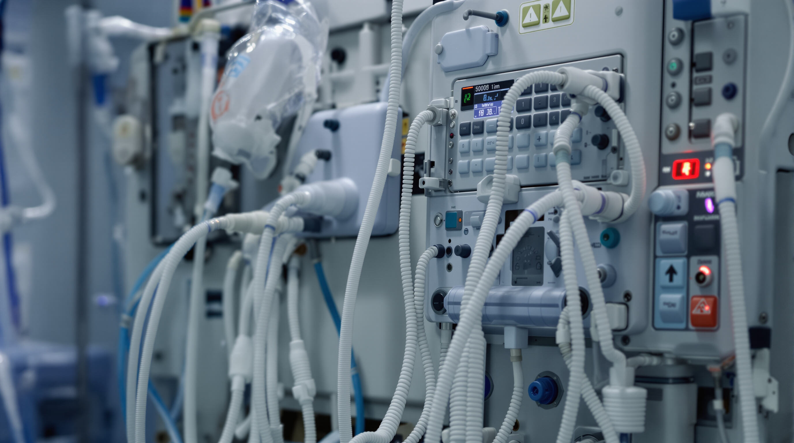 Medical life-support systems connected with durable mineral cables during backup power transition