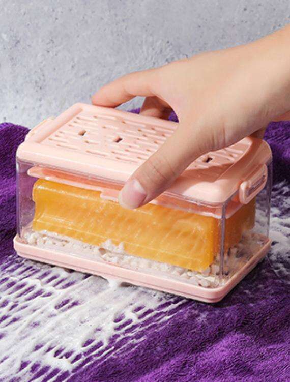 product new design bathroom foaming soap box with cleaning brush draining dish laundry soap holder case clothing soap container foam box-36