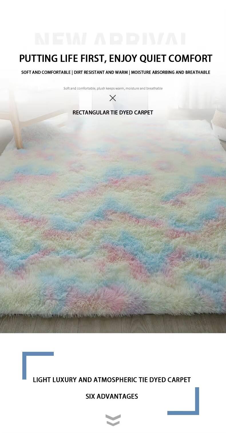 product light luxury home decor rugs high pile soft fluffy area carpet with tie dyed colors for livingroom girls kids baby bedroom-31