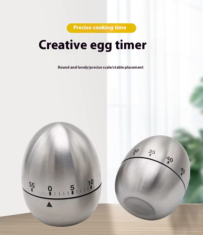 product creative egg shaped stainless steel kitchen timer mechanical rotation alarm for baking cooking time reminder countdown-31