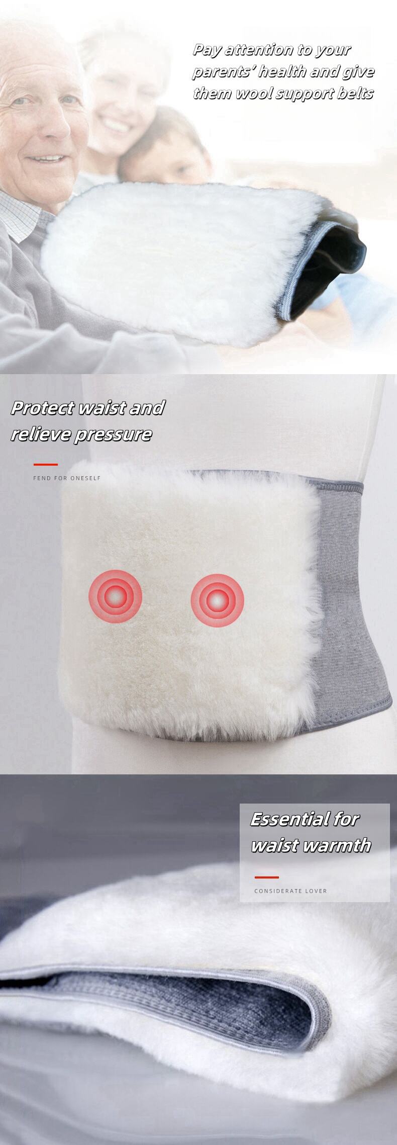 product custom 100 thickened soft real wool waist protection belt in cold winter warm for support warming tummy  waist-33