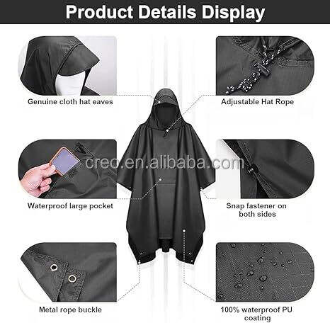 product custom quick dry 3 in 1 adults cloak raincoat with pocket waterproof rain poncho for outdoor cycling hiking camping travel-35