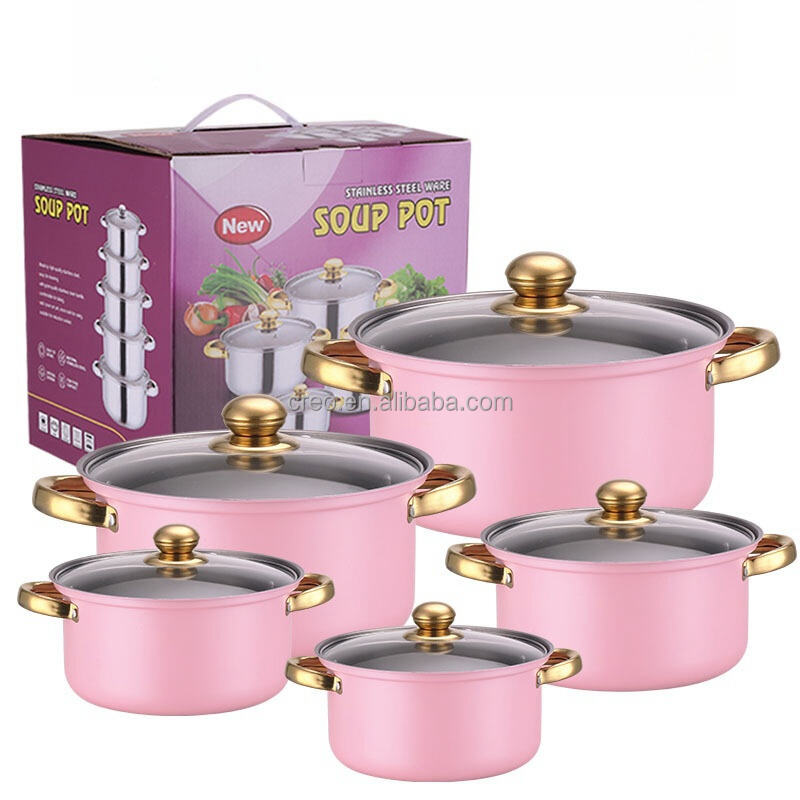 Hot Selling Stainless Steel Non-Stick Cookware Set With Glass Cover Lid Soup Pot Stew Pot-Modern Smokeless Kitchen Accessory manufacture