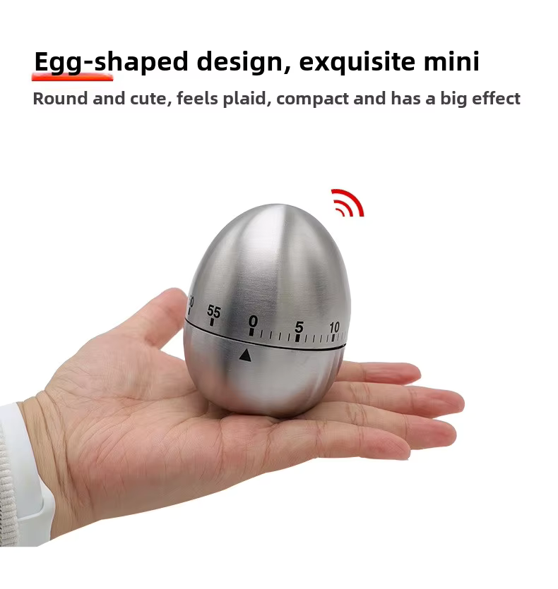 product creative egg shaped stainless steel kitchen timer mechanical rotation alarm for baking cooking time reminder countdown-34