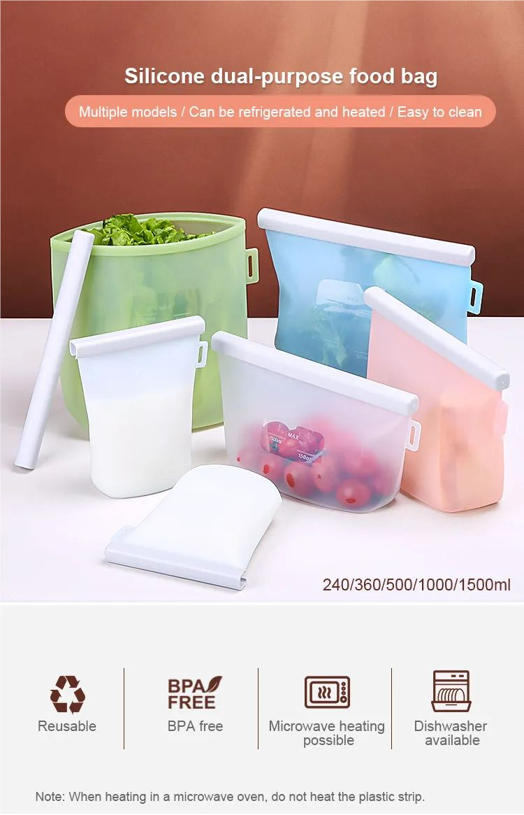 product 100 food grade silicone food storage bag detachable zipper top fresh keeping food bag for microwave  refrigerator-31