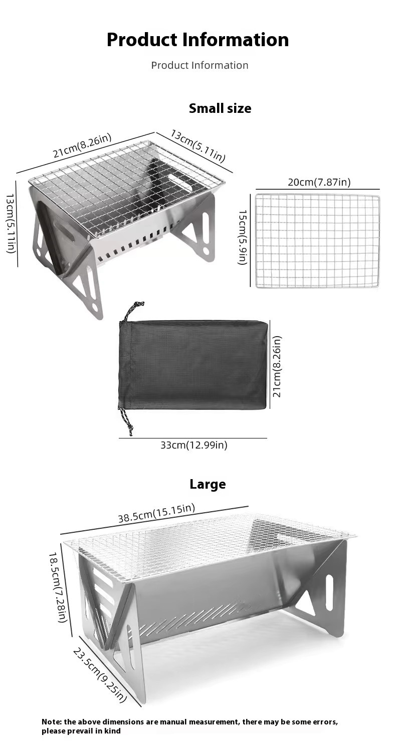 product portable charcoal barbecue stove card type stainless steel folding mini bbq grill for outdoor party picnic fire pit-34