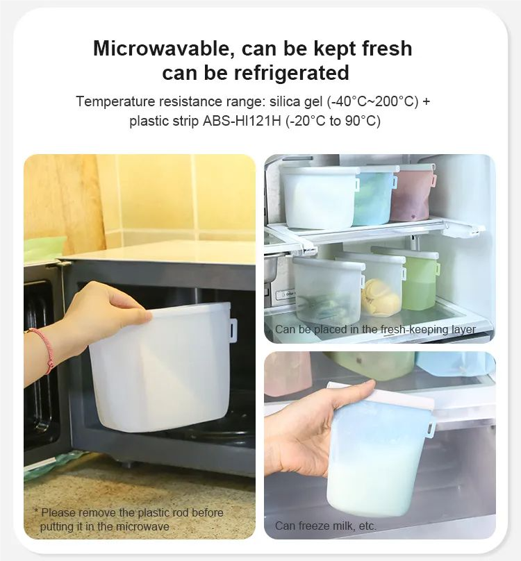 product 100 food grade silicone food storage bag detachable zipper top fresh keeping food bag for microwave  refrigerator-34