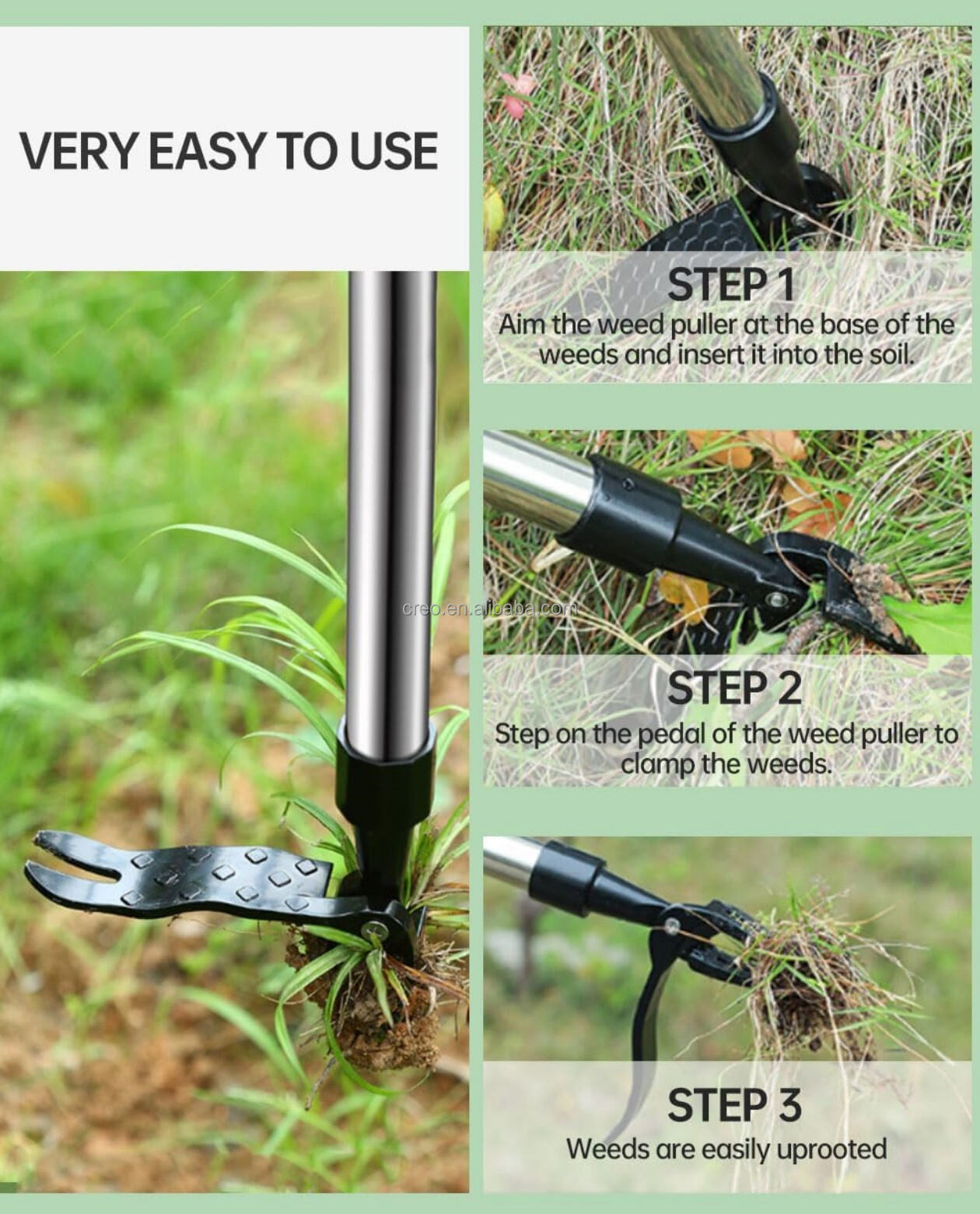 Stand Up Weed Pulling Tool Vertical Weeder With Foot Pedal & 4 Claws Steel Head Garden Hand Tools Grass Shovel for Weed Removal manufacture