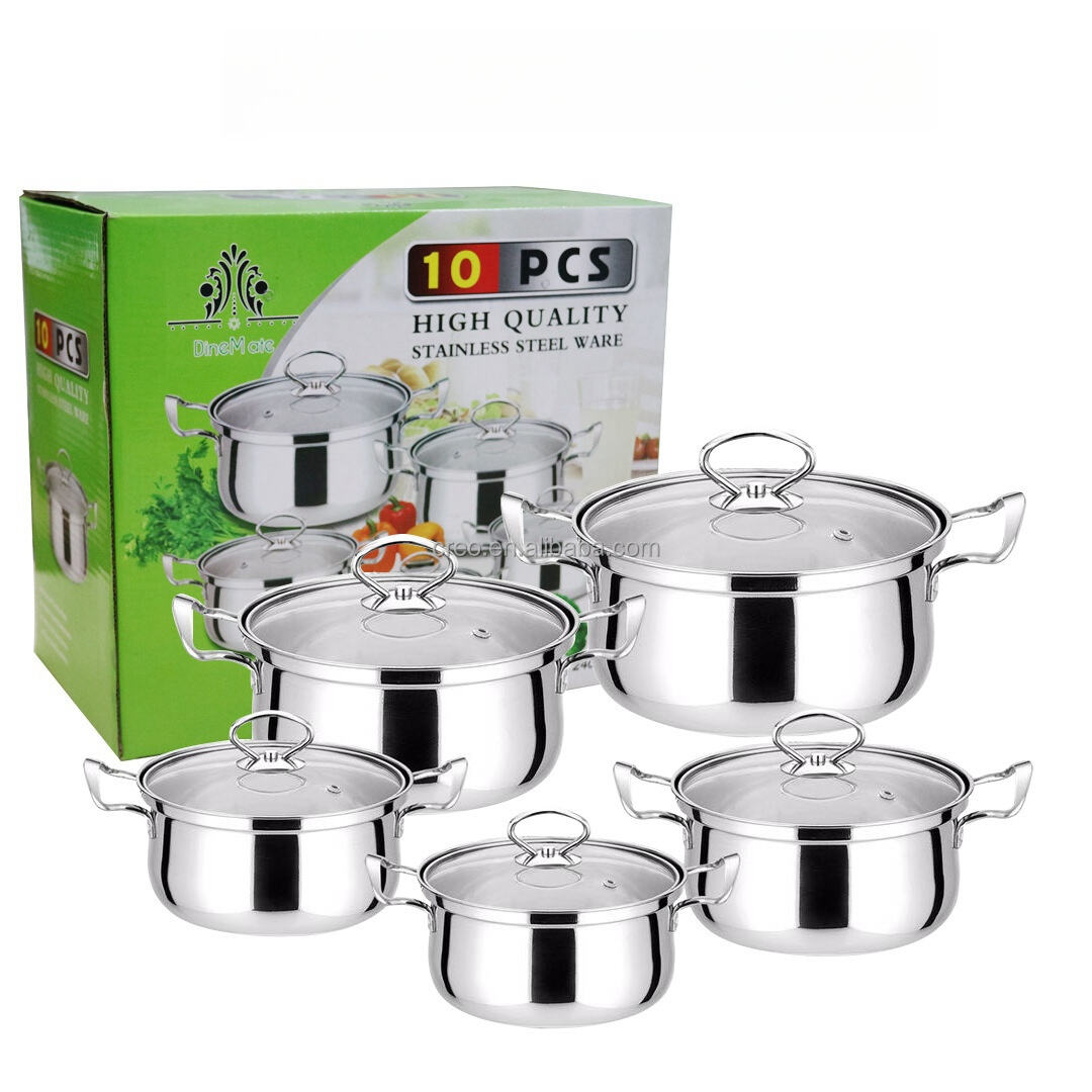 Hot Selling Stainless Steel Non-Stick Cookware Set With Glass Cover Lid Soup Pot Stew Pot-Modern Smokeless Kitchen Accessory details