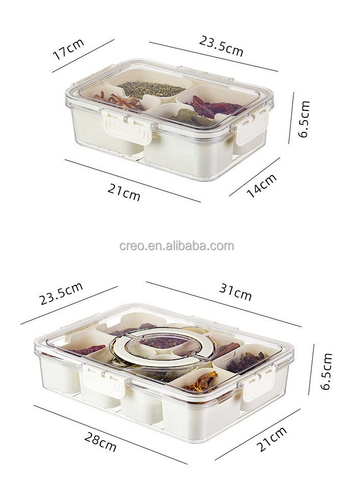 Plastic Airtight Snack Serving Tray with 8 Individual Compartments Portable Handles for Nuts Candy Preserved Fruit Kitchen Party supplier