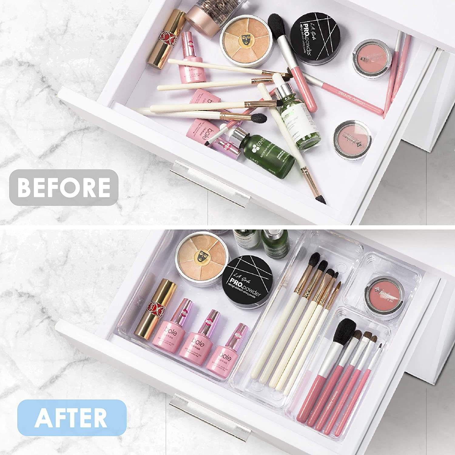 product multifunctional stackable transparent plastic storage boxes set drawer dividers organizers for makeup refrige wardrobe-32